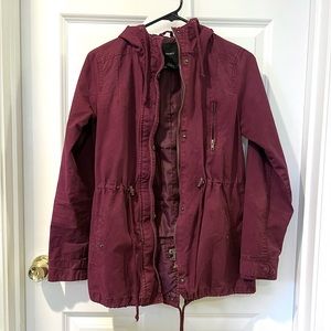 Forever 21 Maroon Hooded Jacket